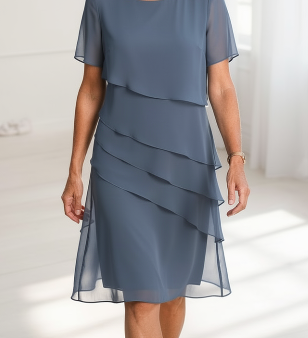 Lídia - Vestido Ruffle de Conforto Elegante