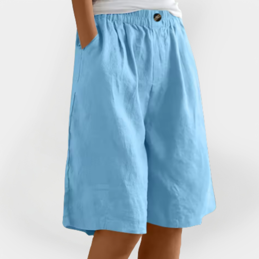Calções de Linho com Bolsos