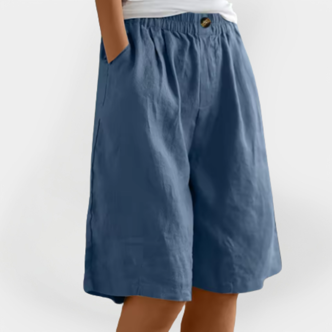 Calções de Linho com Bolsos