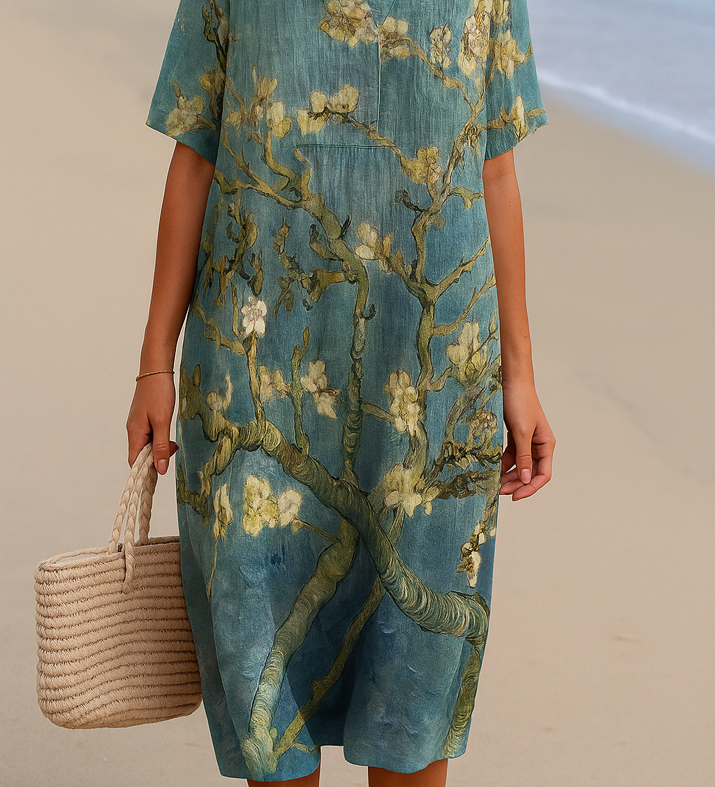 Mara - Vestido Floral em Verde-Água