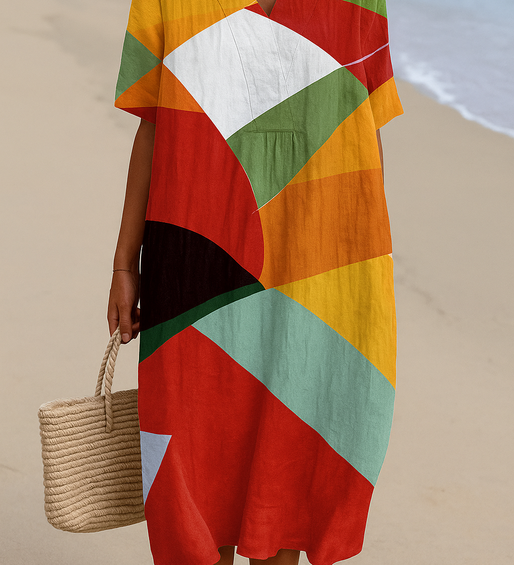 Daniela - Vestido Colorido em Patchwork
