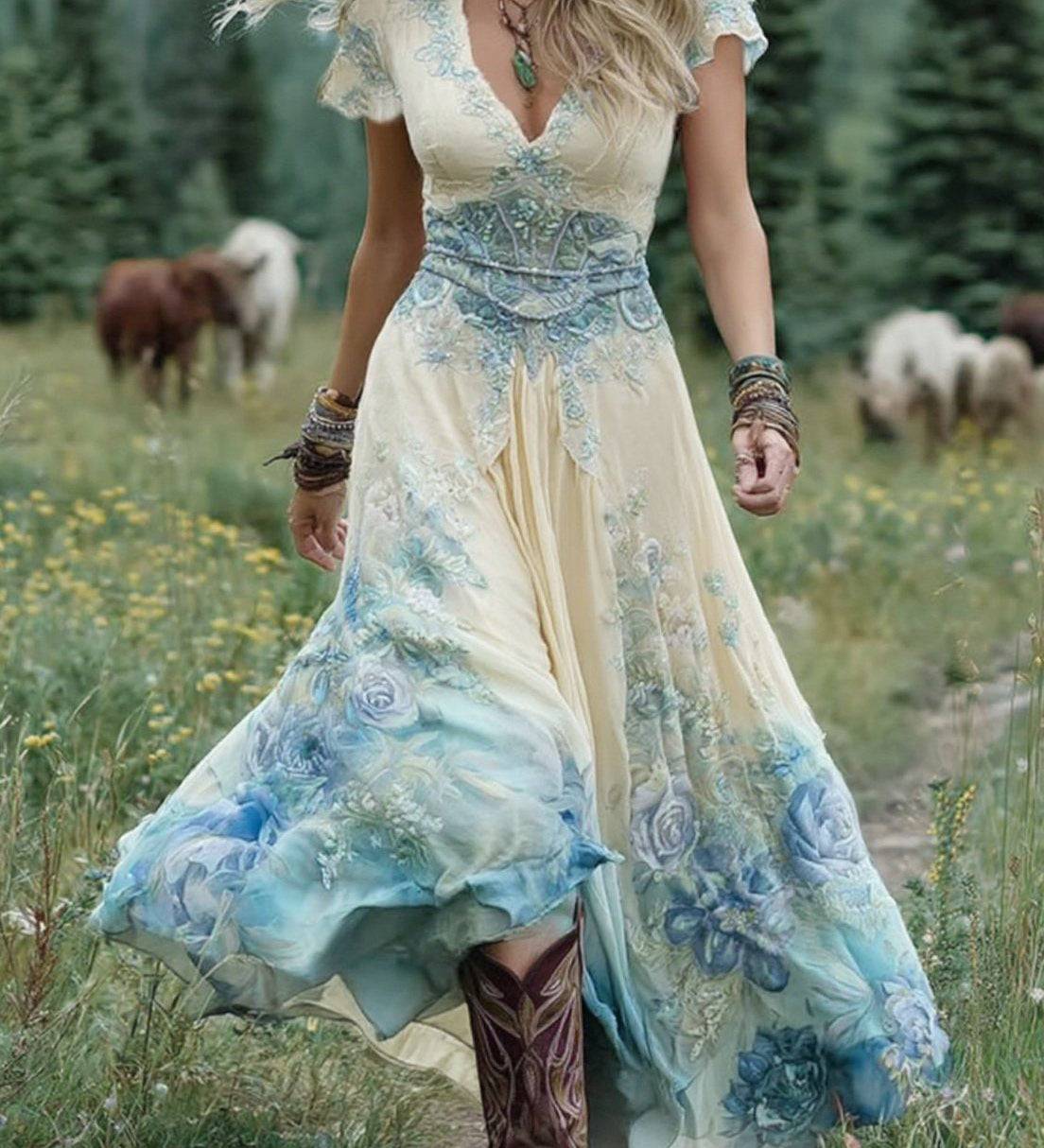 Serena - Vestido Maxi Curto Floral