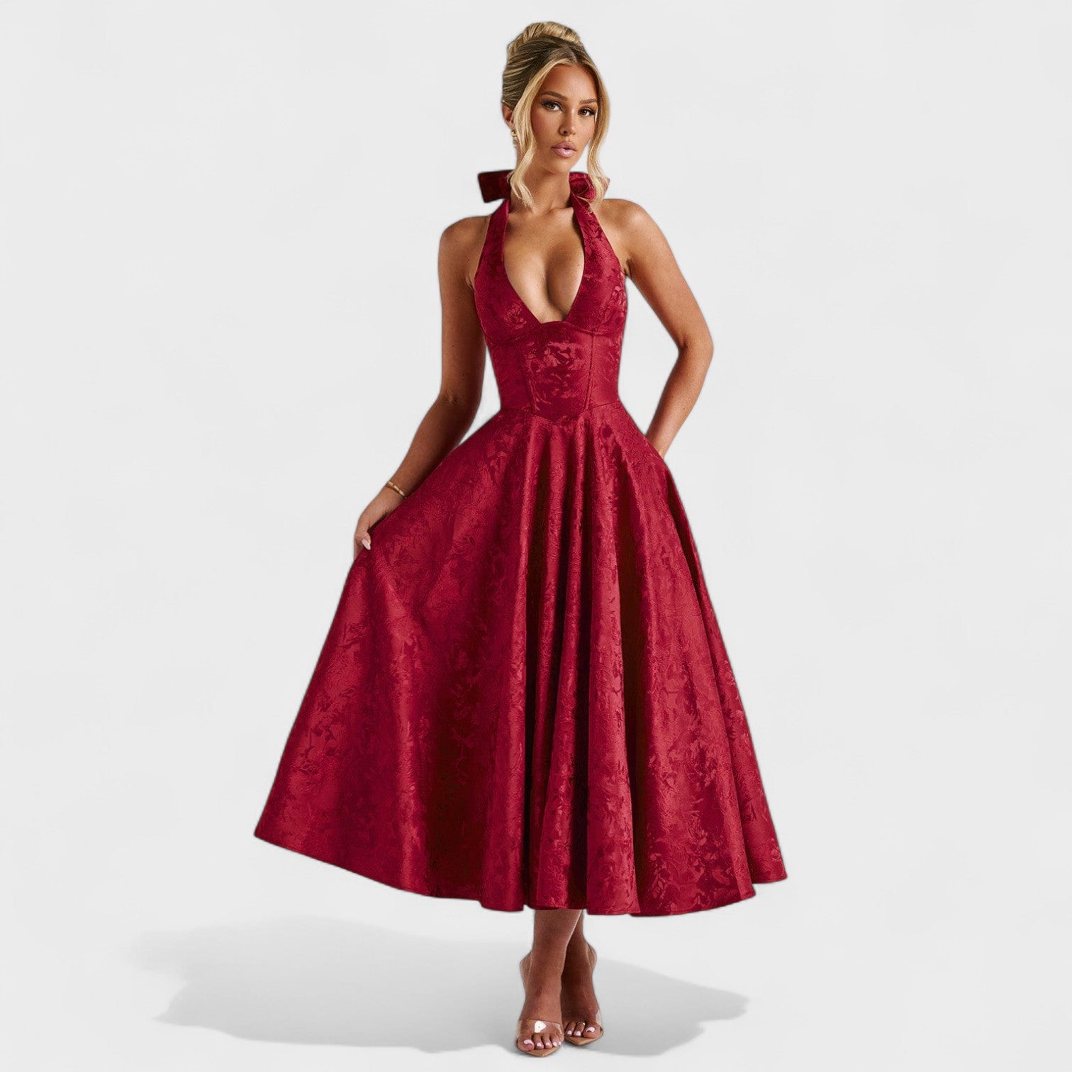 Efi - Vestido midi texturado