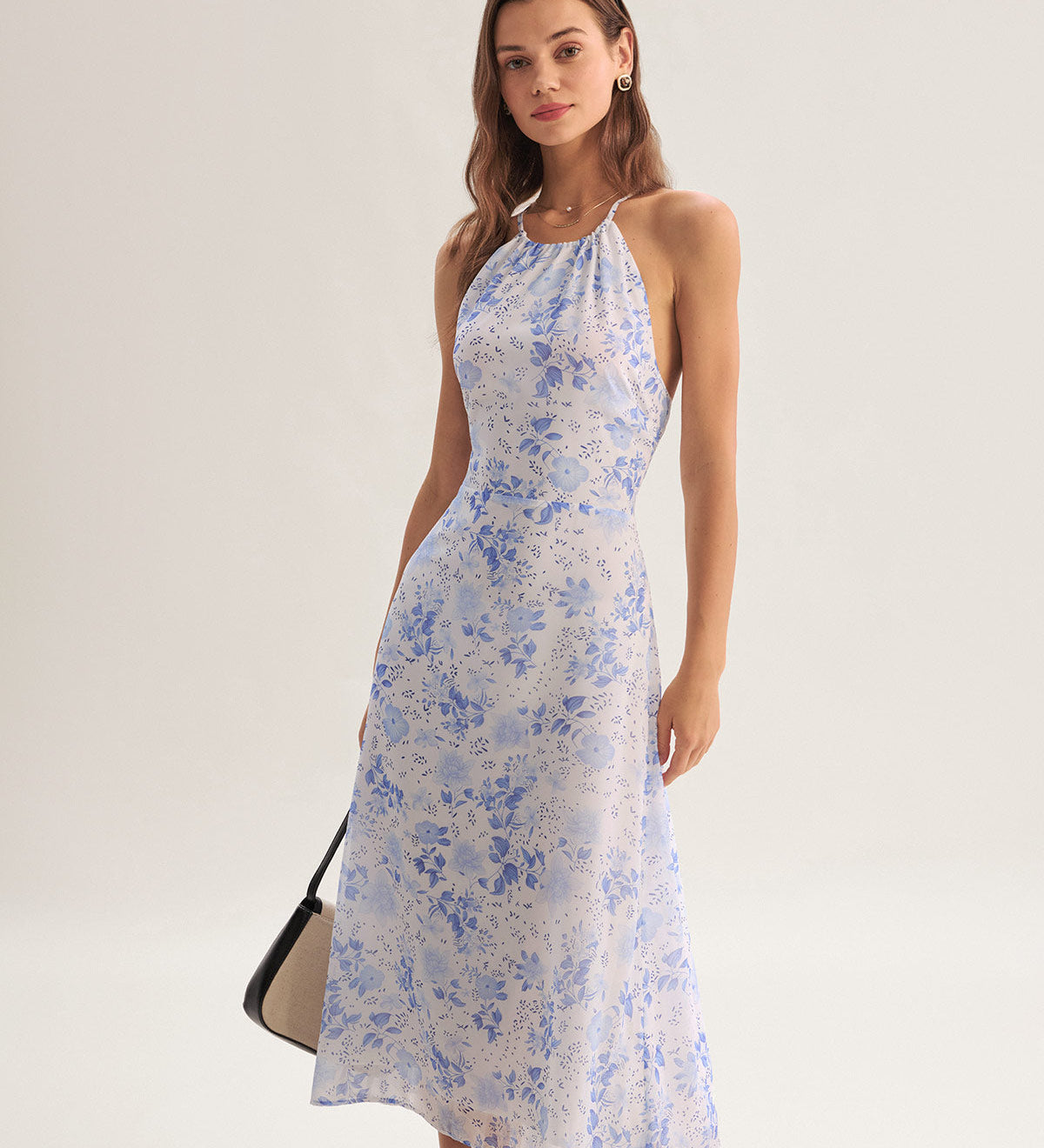 Clarice - Vestido Midi Azul Floral